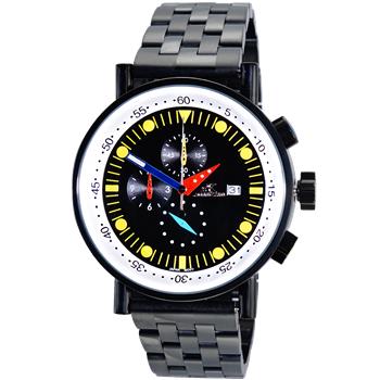ADEE KAYE CHRONOGRAPH MOV'T, STAINLESS STEEL CASE AND BAND,  MULTI- COLOR HANDS , AK2268-60IPB-YL RETAIL AT (MSRP:$675.00)