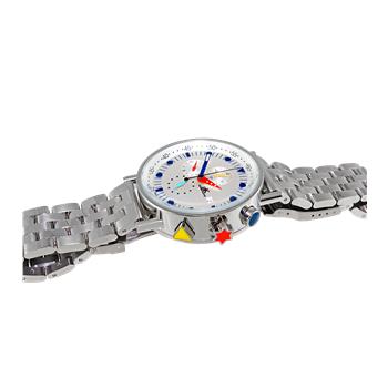 ADEE KAYE CHRONOGRAPH MOV'T, STAINLESS STEEL CASE AND BAND,  MULTI- COLOR HANDS , (MSRP:$675.00)