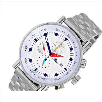 ADEE KAYE CHRONOGRAPH MOV'T, STAINLESS STEEL CASE AND BAND,  MULTI- COLOR HANDS , (MSRP:$675.00)