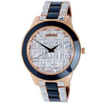 ADEE KAYE FLORENCE , BLACK HIGH-TECH CERAMIC AND ROSE TONE STAINLESS STEEL, 72 pcs BAGUETTE SETTING STONE, MSRP: $635.00