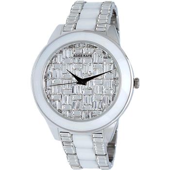 ADEE KAYE FLORENCE , WHITE HIGH-TECH CERAMIC AND SILVER TONE STAINLESS STEEL, 72 pcs BAGUETTE SETTING STONE, MSRP: $635.00