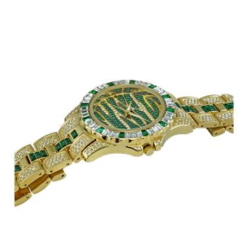 ADEE KAYE, GOLD TONE, MULTI-COLORED STONE (GREEN- WHITE) QUARTZ MOV'T, AK1177-G - RETAIL AT (MSRP: $545.00)