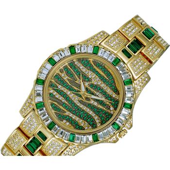 ADEE KAYE, GOLD TONE, MULTI-COLORED STONE (GREEN- WHITE) QUARTZ MOV'T, AK1177-G - RETAIL AT (MSRP: $545.00)