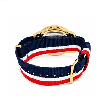 ADEE KAYE, GOLD TONE, MULTI-COLORED STONE (RED- WHITE) QUARTZ MOV'T, AK1177R-NY -  RETAIL AT (MSRP: $545.00)