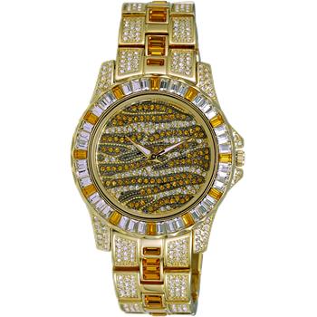 ADEE KAYE, GOLD TONE, MULTI-COLORED STONE (YELLOW- WHITE) QUARTZ MOV'T, AK1177Y - RETAIL AT (MSRP: $545.00)
