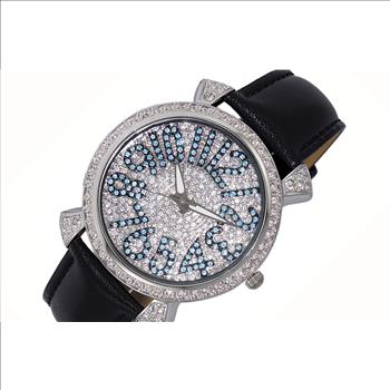 ADEE KAYE LADIES BLUE AND WHITE AUSTRIAN STONE 3-HAND DIAL, AK2001-LBU, RETAIL AT (MSRP: $345.00)