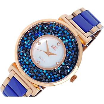 ADEE KAYE LADIES, BLUE HIGH -TECH CERAMIC, AND ROSETONE STAINLESS STEEL CASE, WHITE MOP DIAL, AK8663,  MSRP: $495.00