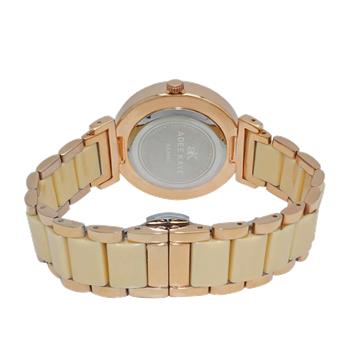ADEE KAYE LADIES, EGG SHELL HIGH -TECH CERAMIC, AND STAINLESS STEEL CASE, WHITE MOP DIAL WITH RED ORANGE STONE, MSRP: $495.00