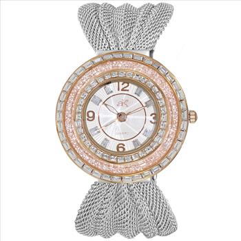 ADEE KAYE, LADIES FACETTED CRYSTAL, MESH BAND , AK2116-LWT_MESH RETAIL AT (MSRP: $355.00)