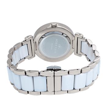 ADEE KAYE LADIES, WHITE HIGH -TECH CERAMIC, AND STAINLESS STEEL CASE, WHITE MOP DIAL, MSRP: $495.00