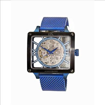 Adee Kaye Men's 24 Jewel Automatic Movement, Skeletal Design, Mesh Band, AK7474-50BUC-BKBZ, RETAIL AT $745.00