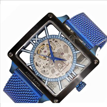 Adee Kaye Men's 24 Jewel Automatic Movement, Skeletal Design, Mesh Band, AK7474-50BUC-BKBZ, RETAIL AT $745.00