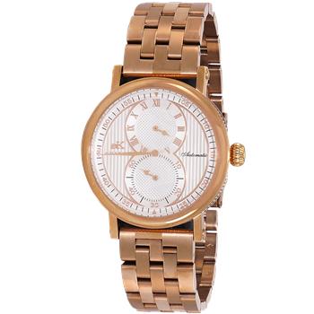 Adee Kaye Men's Automatic Regulator (20 jewels TY2708) , Exhibition back. Rose tone , White Dial. Retail at (MSRP: $600.00)