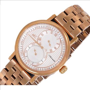 Adee Kaye Men's Automatic Regulator (20 jewels TY2708) , Exhibition back. Rose tone , White Dial. Retail at (MSRP: $600.00)