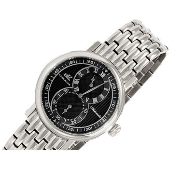 Adee Kaye Men's Automatic Regulator (20 jewels TY2708) , Exhibition back. Silver tone , Black Dial. Retail at (MSRP: $650.00)