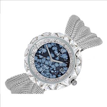 ADEE KAYE  MESH BAND SILVER TONE, AUISTRIAN STONE,  AK9710-LBK-MESH - (MSRP: 475.00)