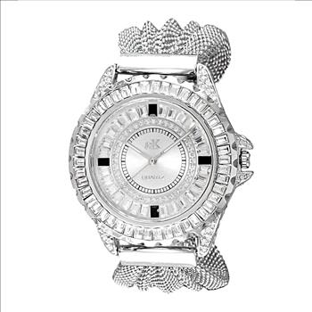 Adee Kaye MID-SIZE, Silvertone Meash-band , Sunray dial, 183pcs setting stone, AK2727-S, MSRP: $345.00