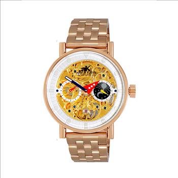 Adee Kaye Skeleton Automatic -21 Jewels Movement , Sun and Moon Phase, AK2266-40_RG, Retail at $750.00