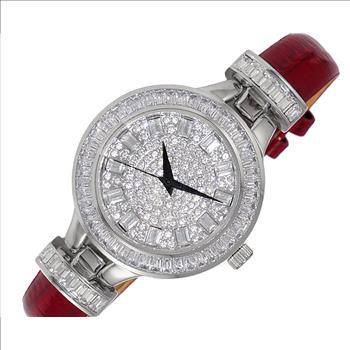 ADEE KAYE WATCHES, 3-HANDS DATE DIAL, MULTI-COLOR AUSTRIAN STONE AK2522-LRD , RETAIL AT (MSRP: $345.00)