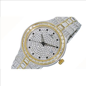 ADEE KAYE WATCHES, DATE -3 HANDS PAVE DIAL, ACCENTED WITH CRYSTAL STONE, AK2525-M2G - RETAIL AT (MSRP: $495.00)