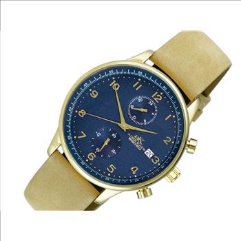 ADEE KAYE WATCHES, DUAL ADEE KAYE TIME OF 24 HOUR REGULATOR, GOLD TONE CASE. AK7501-MGBU-LTAN, RETAIL AT $245.00