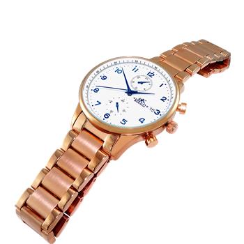 ADEE KAYE WATCHES, DUAL TIME OF 24 HOUR REGULATOR, ROSETINE CASE AND BAND. AK7501-RGSV