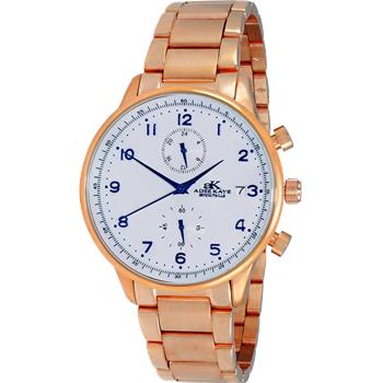 ADEE KAYE WATCHES, DUAL TIME OF 24 HOUR REGULATOR, ROSETINE CASE AND BAND. AK7501-RGSV