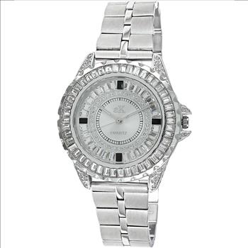 ADEE KAYE WATCHES, MID SIZE, 3 - HANDS COLRED STONE, STEEL BAND, RETAL AT (MSRP: $ 345.00)