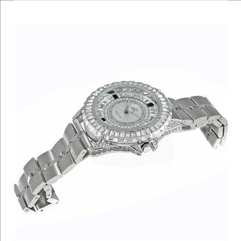 ADEE KAYE WATCHES, MID SIZE, 3 - HANDS COLRED STONE, STEEL BAND, RETAL AT (MSRP: $ 345.00)