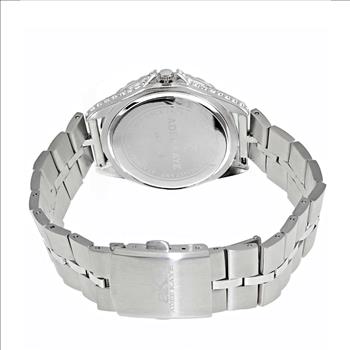 ADEE KAYE WATCHES, MID SIZE, 3 - HANDS COLRED STONE, STEEL BAND, RETAL AT (MSRP: $ 345.00)