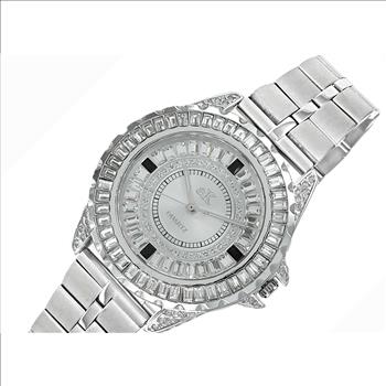 ADEE KAYE WATCHES, MID SIZE, 3 - HANDS COLRED STONE, STEEL BAND, RETAL AT (MSRP: $ 345.00)