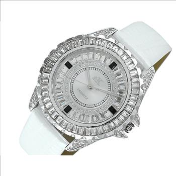ADEE KAYE WATCHES, MID SIZE, 3 - HANDS COLRED STONE (WHITE), AK2727-S - RETAL AT (MSRP: $ 225.00)