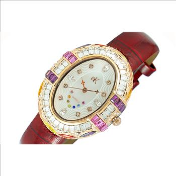 ADEE KAYE WATCHES, MUTLI- COLOR STONE, MOTHER OF PEARL DIAL, AK2113-LRG , RETAIL AT (MSRP: $300.00)