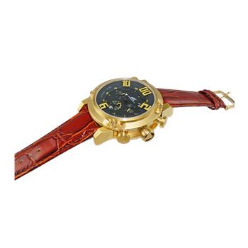 ADEE KAYE WATCHES,Double layer dial, Chronograph  Movement, Genuine Leather band, AK7280-MG-RDO, RETAIL AT $775.00
