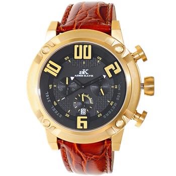 ADEE KAYE WATCHES,Double layer dial, Chronograph  Movement, Genuine Leather band, AK7280-MG-RDO, RETAIL AT $775.00