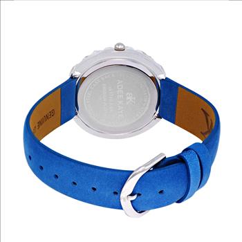 AUSTRIAN CRYSTAL ACCENT, GENUINE LEATHER BAND- BLUE SUEDE, AK9710-LBKBU, RETAIL AT (MSRP: $475.00)