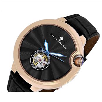 Christian Van Sant Watches Men's Cyclone Automatic -Heart Beat Rose tone Black Dial CV0147, Retail at (MSRP: $1,295)