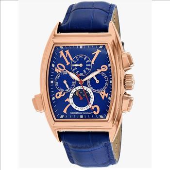 Christian Van Sant Watches, Men's  Grandeur Automatic ,Sun-Moon Phase, Rose tone Blue Dial CV2140, Retail at (MSRP: $1,795.00)