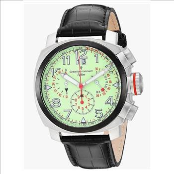Christian Van Sant Watches , Men's Green Dial, Leather strap, Black dial, Quartz movement, Retail At (MSRP: $1,095.00)