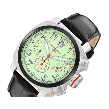 Christian Van Sant Watches , Men's Green Dial, Leather strap, Black dial, Quartz movement, Retail At (MSRP: $1,095.00)