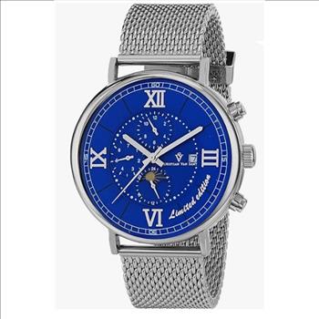 Christian Van Sant Watches, Men's Limited Edition, Automatic Sun/Moon Phase, Blue Dial CV1152, Retail at (MSRP: $995.00)