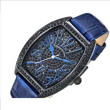 Christian Van Sant Watches Women's  IP-Black tone, w/ setting Stone, Blue/Black dial CV4824 , Retail at (MSRP: $750.00)
