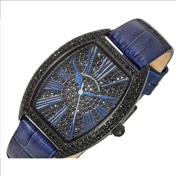 Christian Van Sant Watches Women's IP-Black tone w/ setting Stone, Blue dial and strap, CV4845 Retail at (MSRP: $750.00)