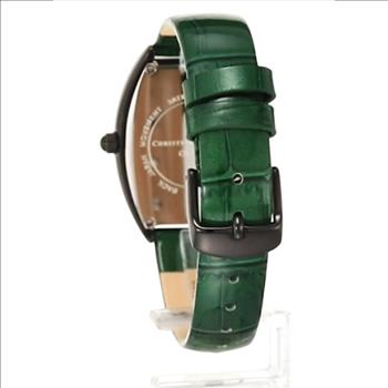 Christian Van Sant Watches, Women'sIP-Black tone w/ setting Stone, Leather strap, Black dial Retail at (MSRP: $750.00)
