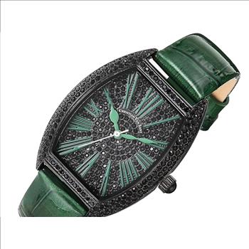 Christian Van Sant Watches, Women'sIP-Black tone w/ setting Stone, Leather strap, Black dial Retail at (MSRP: $750.00)