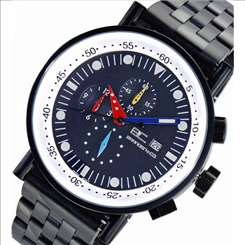 CHRONOGRAPH MOVEMENT, STAINLESS STEEL CASE AND BAND,  MULTI- COLOR HANDS , LCBC2223-IPBK/BU - RETAIL AT $675.00