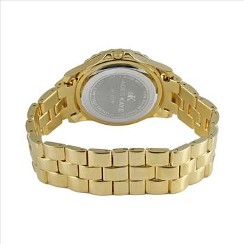 GOLD TONE, MULTI-COLORED STONE (YELLOW- WHITE) QUARTZ MOV'T, AK1177Y - RETAIL AT (MSRP: $545.00)