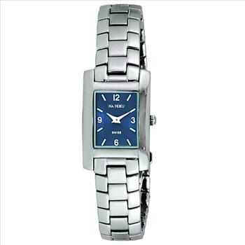 Le Chateau (Na Hoku) Swiss Women's All Stainless Steel Silver Tone & Blue Sunray Dial Watch (MSRP $:495.00)