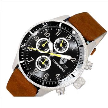 LeChateau - Chronograph Epson VR33 Muscle Movement, Black Dial Stainless Steel Case and Brown Strap , Retail at (MSRP:$1,475.00)