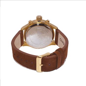 LeChateau - Chronograph Epson VR33 Muscle Movt ,Black dial and bezel,  Gold-tone Case, Brown Band ,  Retail at (MSRP:$1,788.00)